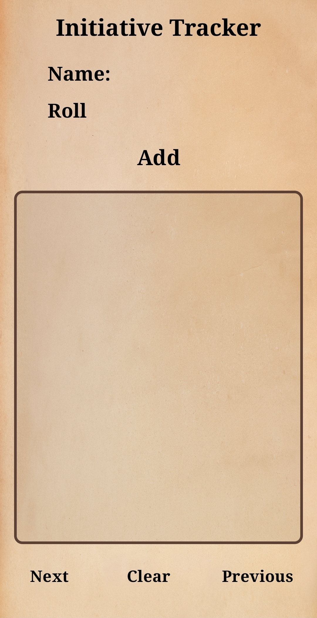 Initiative Tracker Interface