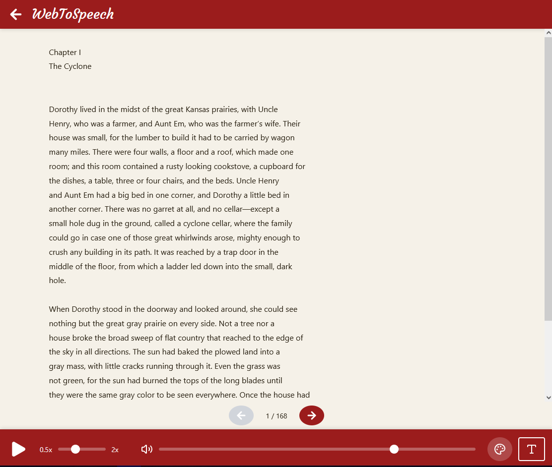 WebToSpeech Desktop Document Reader Interface